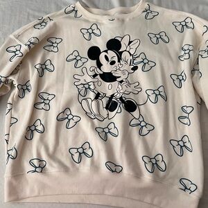 Disney Cream Sweatshirt with Mickey and Minnie Print